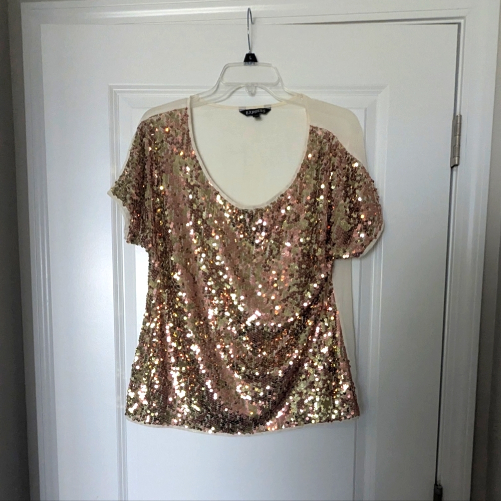 Express Sequin Gold Women's Top